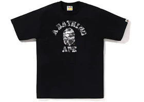 BAPE Heather Gray Camo College Tee Black