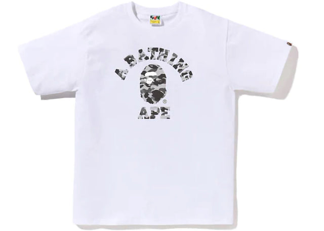 BAPE Heather Gray Camo College Tee White