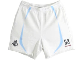 BAPE Heavy Wash Hand Draw Football Logo Relaxed Fit Sweat Short White - vue 360