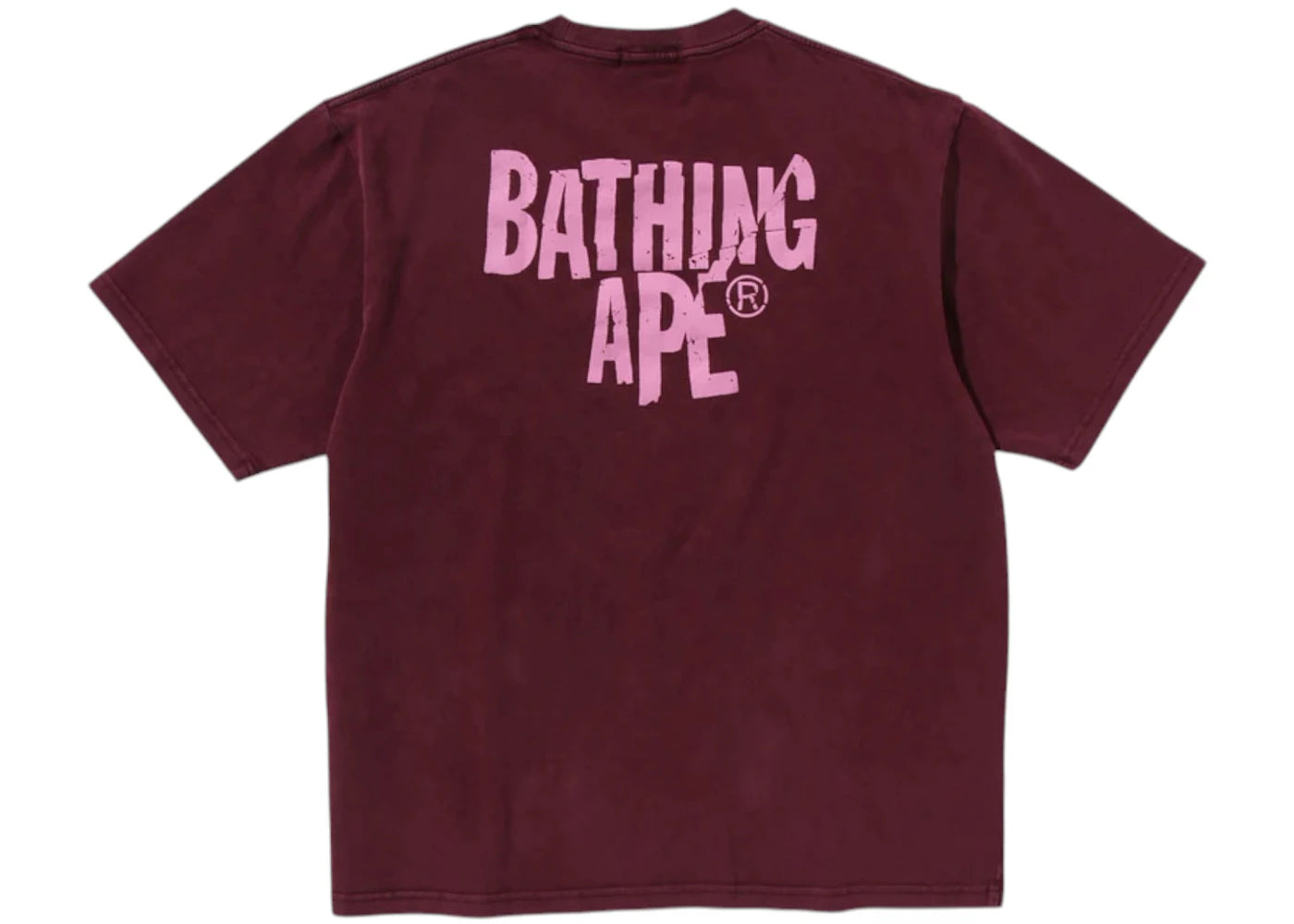 BAPE Heavy Washed Ape Head Relaxed Fit Tee Burgundy - vue secondaire A