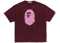 BAPE Heavy Washed Ape Head Relaxed Fit Tee Burgundy