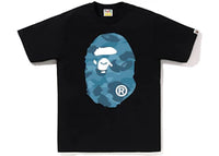 BAPE Honeycomb Camo Big Ape Head Tee Black Blue