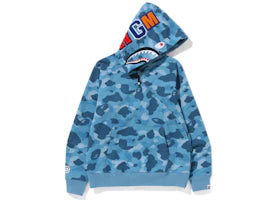 BAPE Honeycomb Camo Shark Full Zip Hoodie Blue
