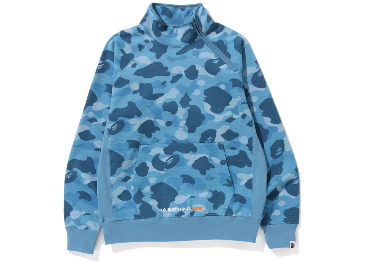 BAPE Honeycomb Camo Side Zip Crewneck Blue - vue secondaire A