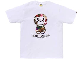 BAPE Hybrid Camo Baby Milo Logo T-shirt White Camo - vue 360