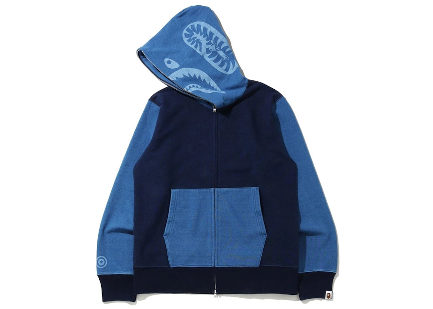 BAPE Indigo Tiger Shark Full Zip Hoodie Indigo - vue secondaire B