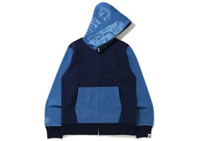 BAPE Indigo Tiger Shark Full Zip Hoodie Indigo