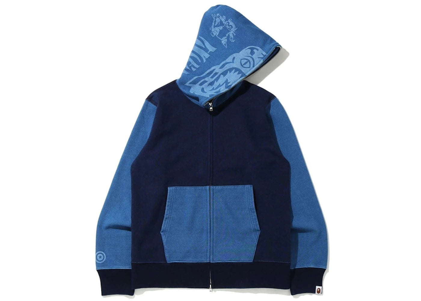 BAPE Indigo Tiger Shark Full Zip Hoodie Indigo - vue secondaire A