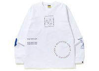 BAPE Ink Print Relaxed #1 L/S Tee White