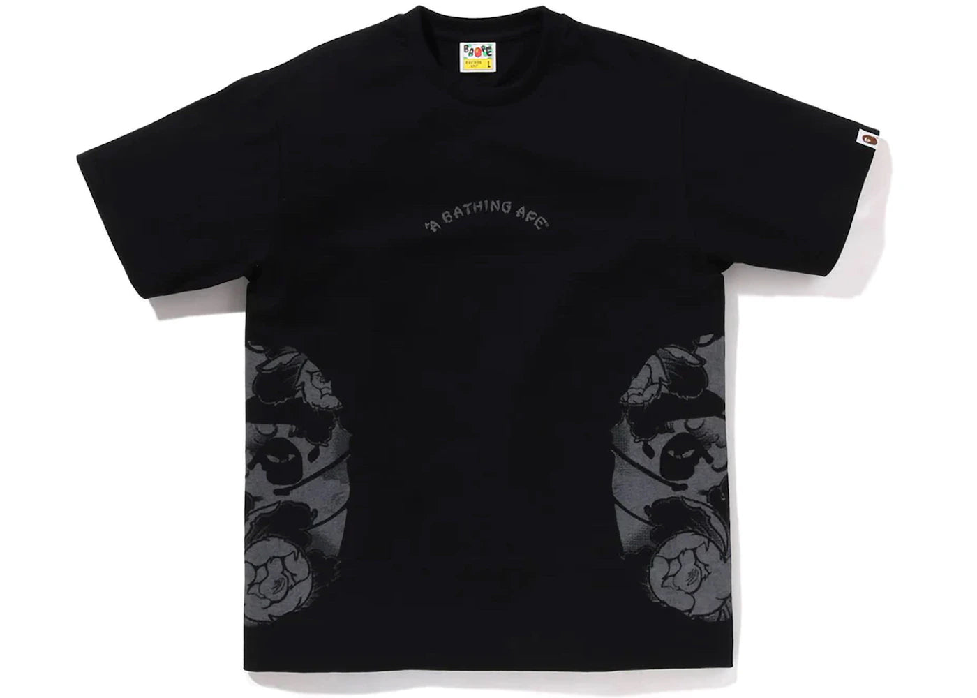 BAPE Japanese Tattoo Side Big Ape Head Tee Black - vue 360
