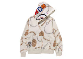 BAPE Jewels Shark Full Zip Hoodie Ivory