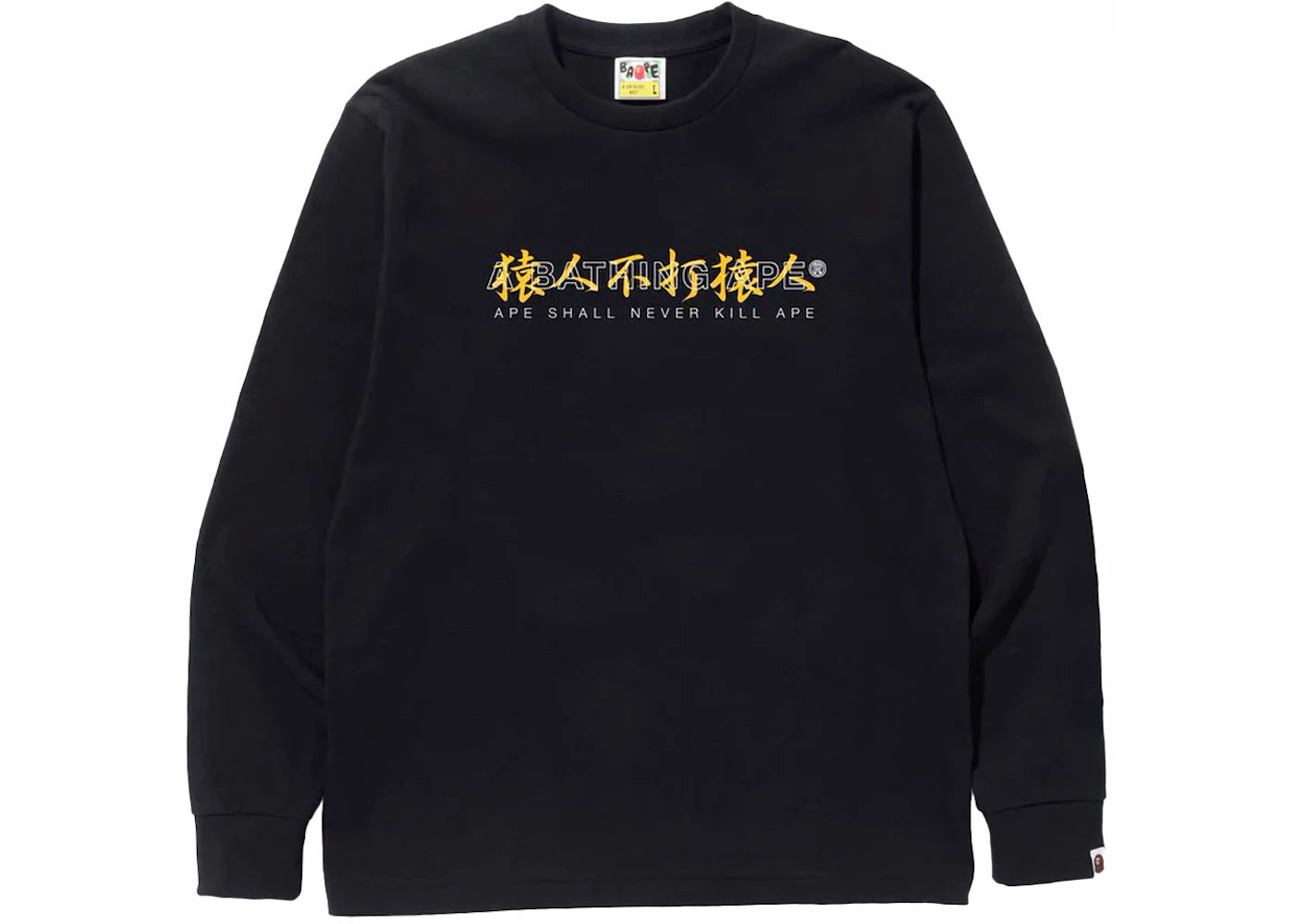 BAPE Kanji Logo Asnka L/S Tee Black - vue 360