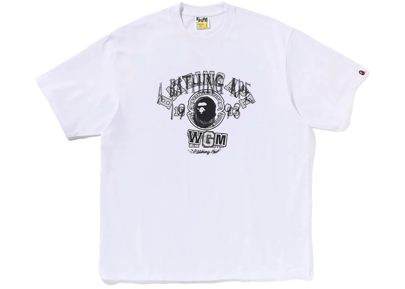 BAPE Layered College Relaxed Fit Tee White - vue secondaire A