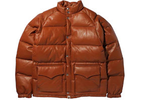 BAPE Leather Classic Down Jacket Jacket Brown