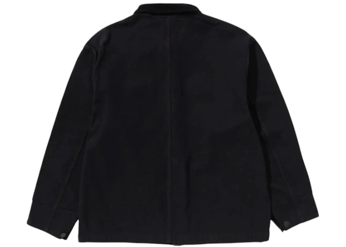BAPE Line Camo Jacquard Patched Pocket Garment Dye Work Jacket Black - vue secondaire B