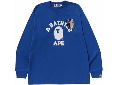 BAPE Mad Face College Long Sleeve Tee Blue
