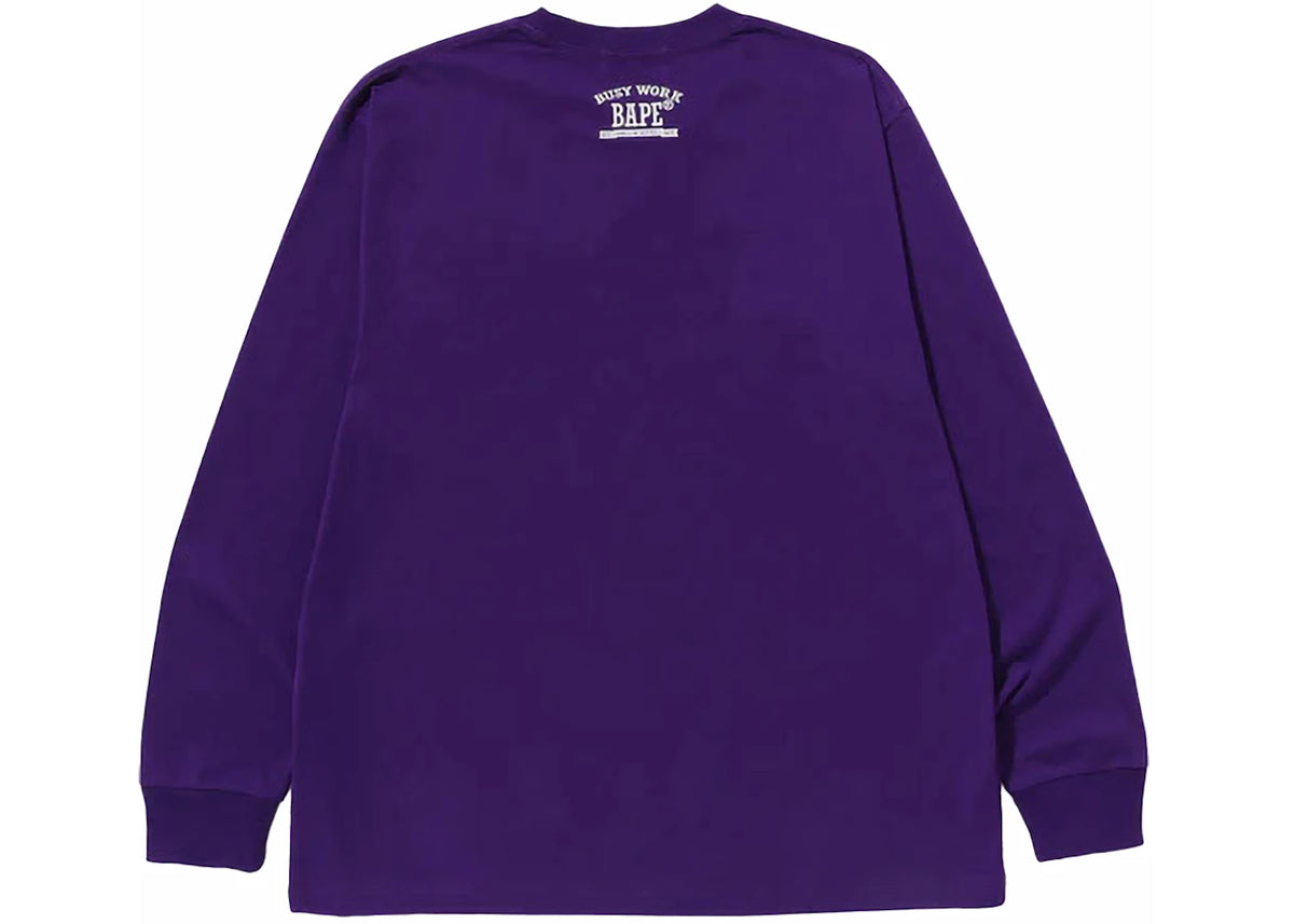 BAPE Mad Face College Long Sleeve Tee Purple - vue secondaire B