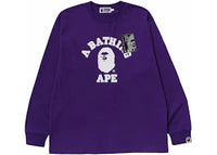 BAPE Mad Face College Long Sleeve Tee Purple