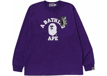 BAPE Mad Face College Long Sleeve Tee Purple - product view 2