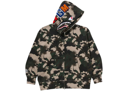 BAPE Map Camo Shark Full Zip Hoodie Green - apparel view 2