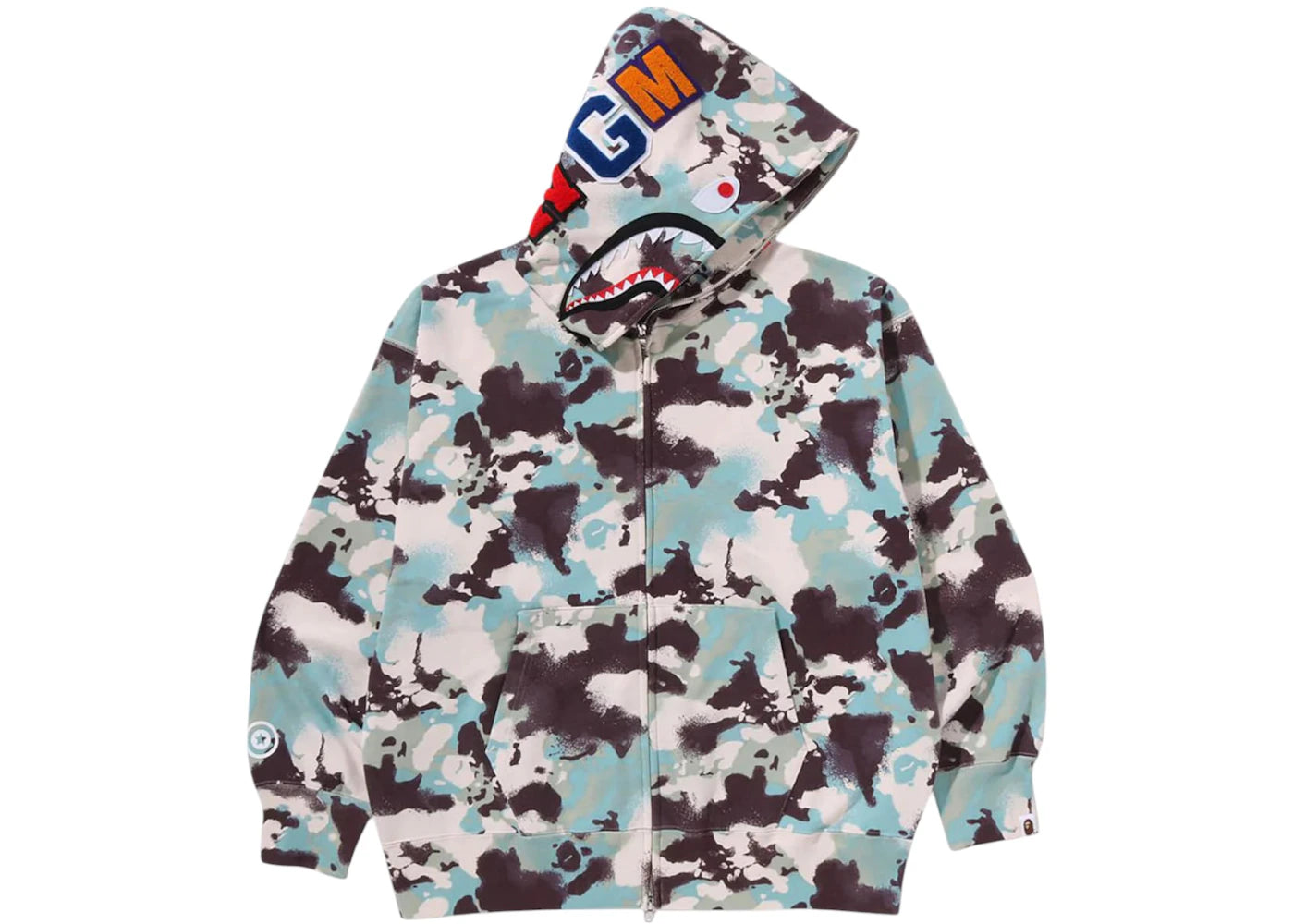 BAPE Map Camo Shark Full Zip Hoodie Multicolor - vue 360