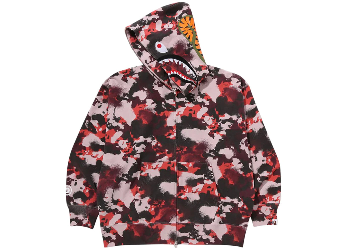BAPE Map Camo Shark Full Zip Hoodie Red - vue secondaire B
