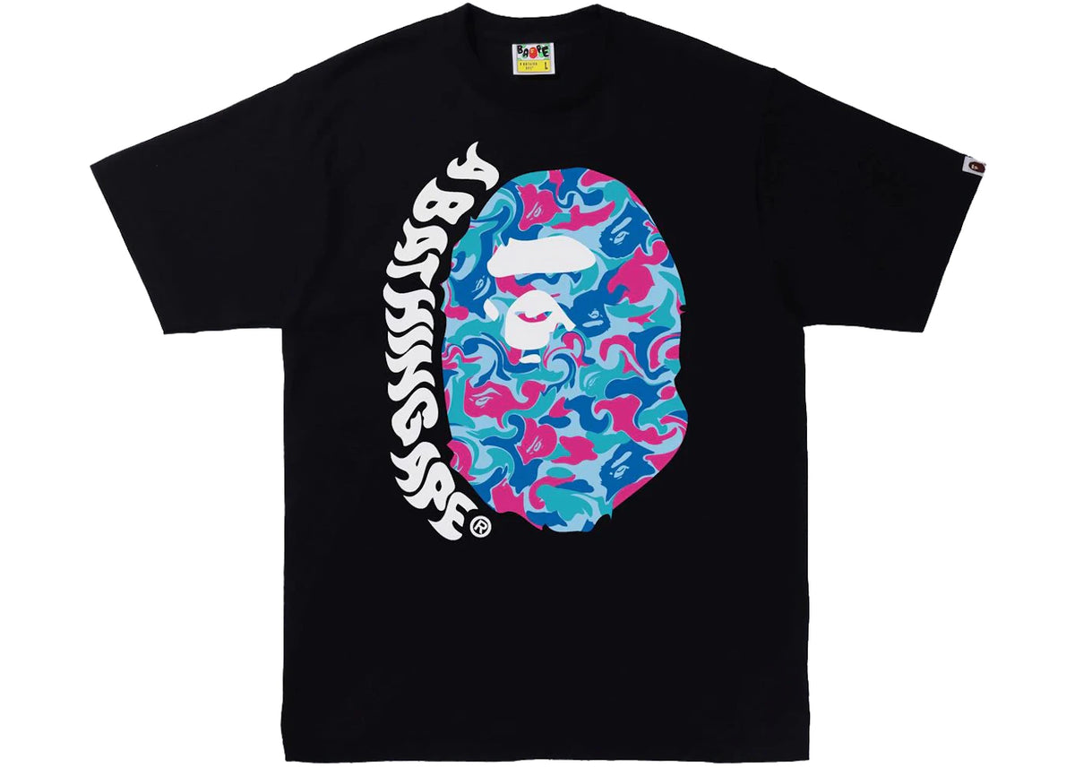 BAPE Marble Camo Ape Head Tee Black - vue secondaire A