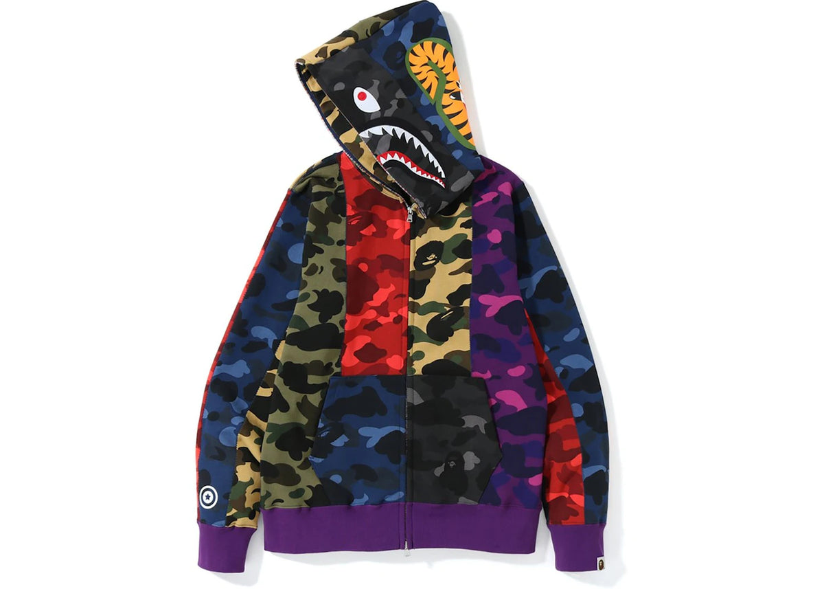 BAPE Mix Camo Crazy Shark Full Zip Hoodie Multi - vue secondaire B