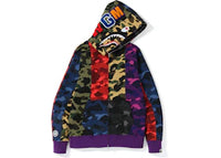 BAPE Mix Camo Crazy Shark Full Zip Hoodie Multi