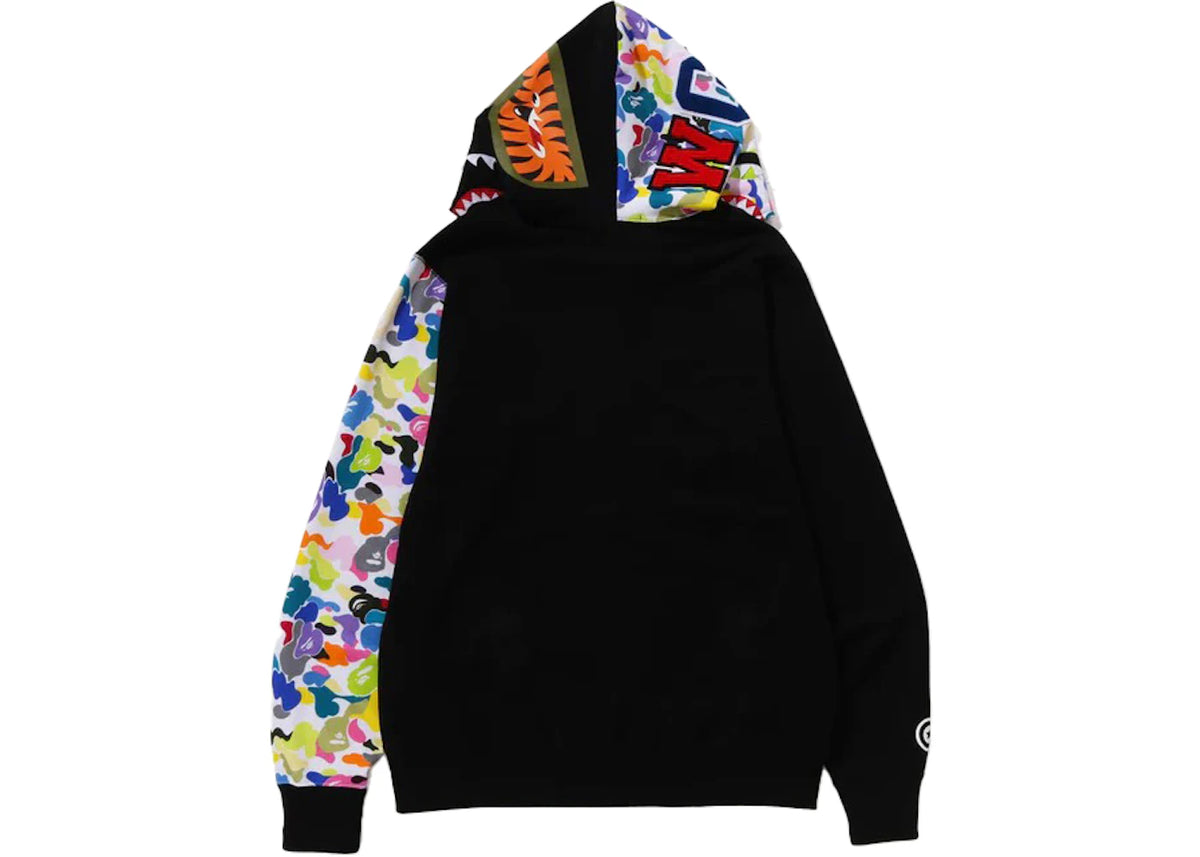 BAPE Multi Camo NYC Logo Shark Full Zip Hoodie Black - vue secondaire B