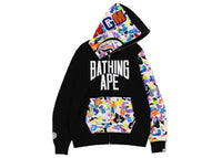 BAPE Multi Camo NYC Logo Shark Full Zip Hoodie Black