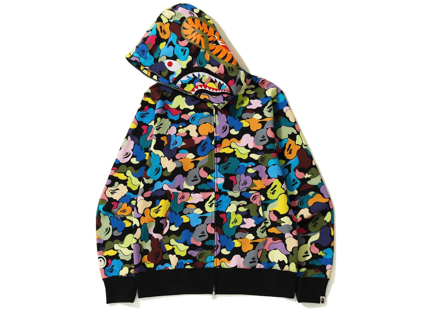 BAPE Multi Camo Shark Full Zip Hoodie (SS23) Black - vue secondaire B