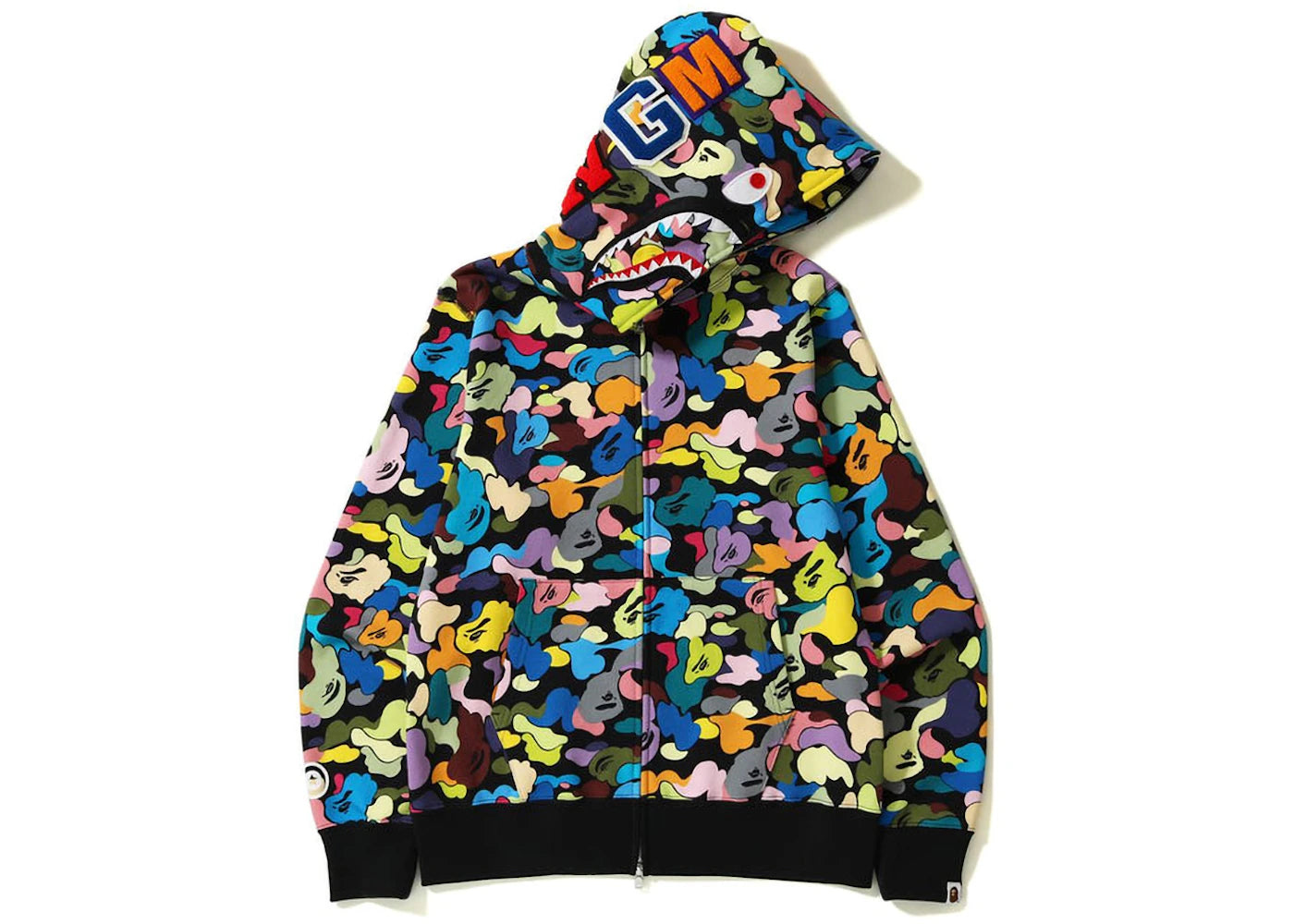 BAPE Multi Camo Shark Full Zip Hoodie (SS23) Black - vue secondaire A