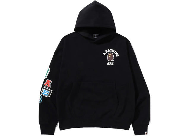 BAPE Multi Fonts Loose Fit Pullover Hoodie Black