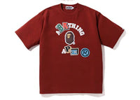 BAPE Multi Fonts Relaxed Fit Collage Heavy Weight Tee Burgundy