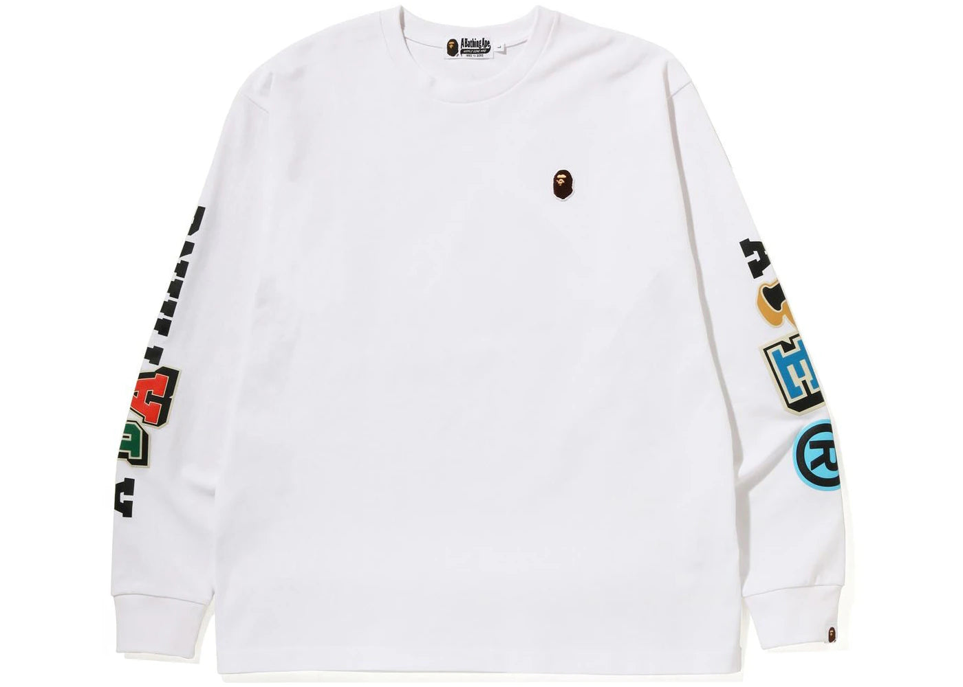 BAPE Multi Fonts Relaxed Fit Heavyweight L/S Tee White - vue 360