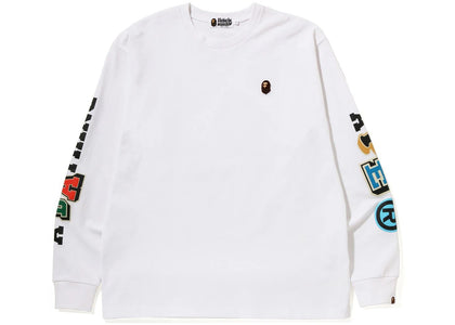 BAPE Multi Fonts Relaxed Fit Heavyweight L/S Tee White - authentic BAPE product