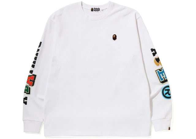 BAPE Multi Fonts Relaxed Fit Heavyweight L/S Tee White
