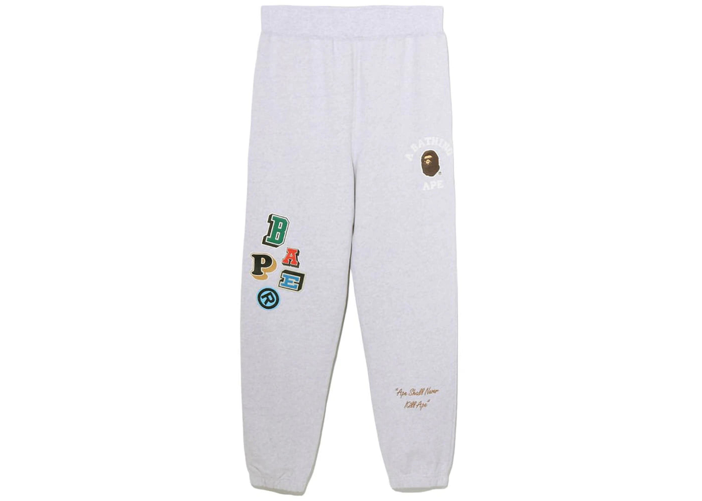 BAPE Multi Fonts Sweatpants Grey - vue 360