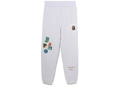 BAPE Multi Fonts Sweatpants Grey - authentic BAPE apparel