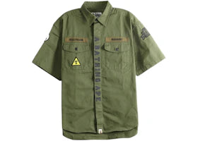 BAPE Multi Patch Cpo Short Sleeve Shirt Olived - vue 360