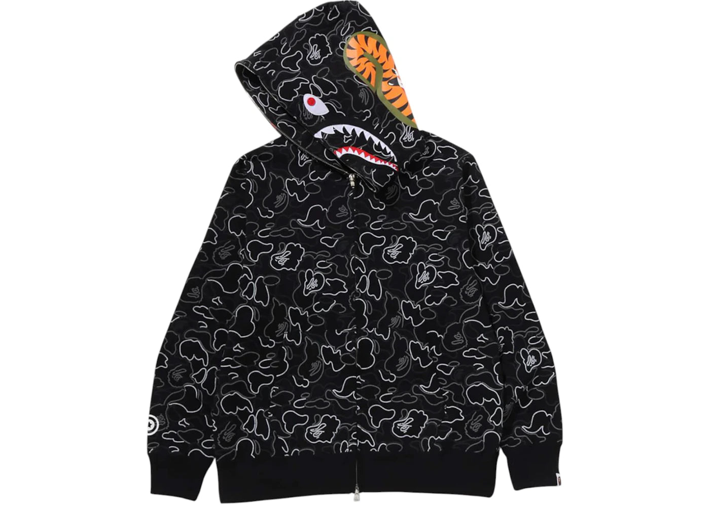 BAPE Neon Camo Shark Full Zip Hoodie Black - vue secondaire B