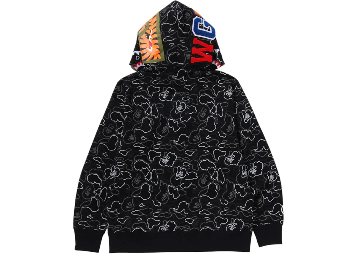 BAPE Neon Camo Shark Full Zip Hoodie Black - vue secondaire B