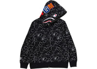 BAPE Neon Camo Shark Full Zip Hoodie Black