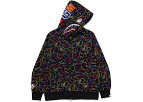 BAPE Neon Camo Shark Full Zip Hoodie Multi - vue 360