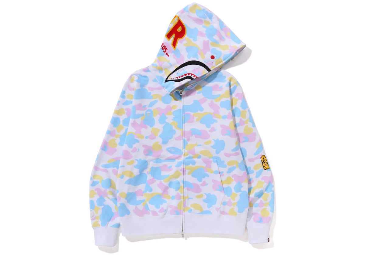 BAPE New Multi Camo 2nd Shark Full Zip Hoodie White - vue secondaire A