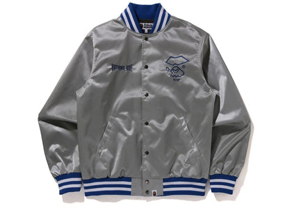 BAPE Nylon Varsity Jacket Silver - apparel view 2