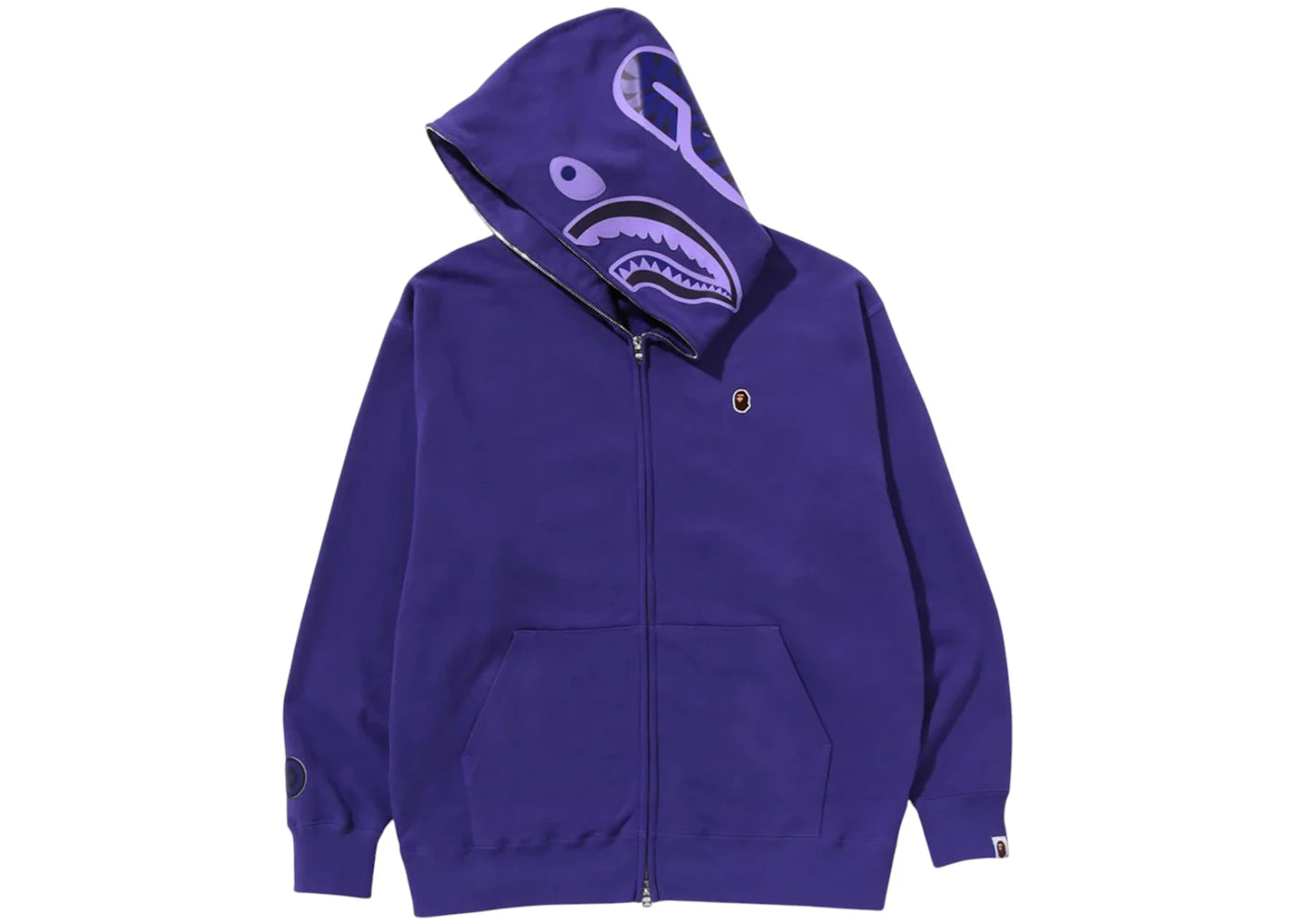 BAPE One Point Ape Head Shark Relaxed Fit Full Zip Hoodie Purple - vue secondaire B