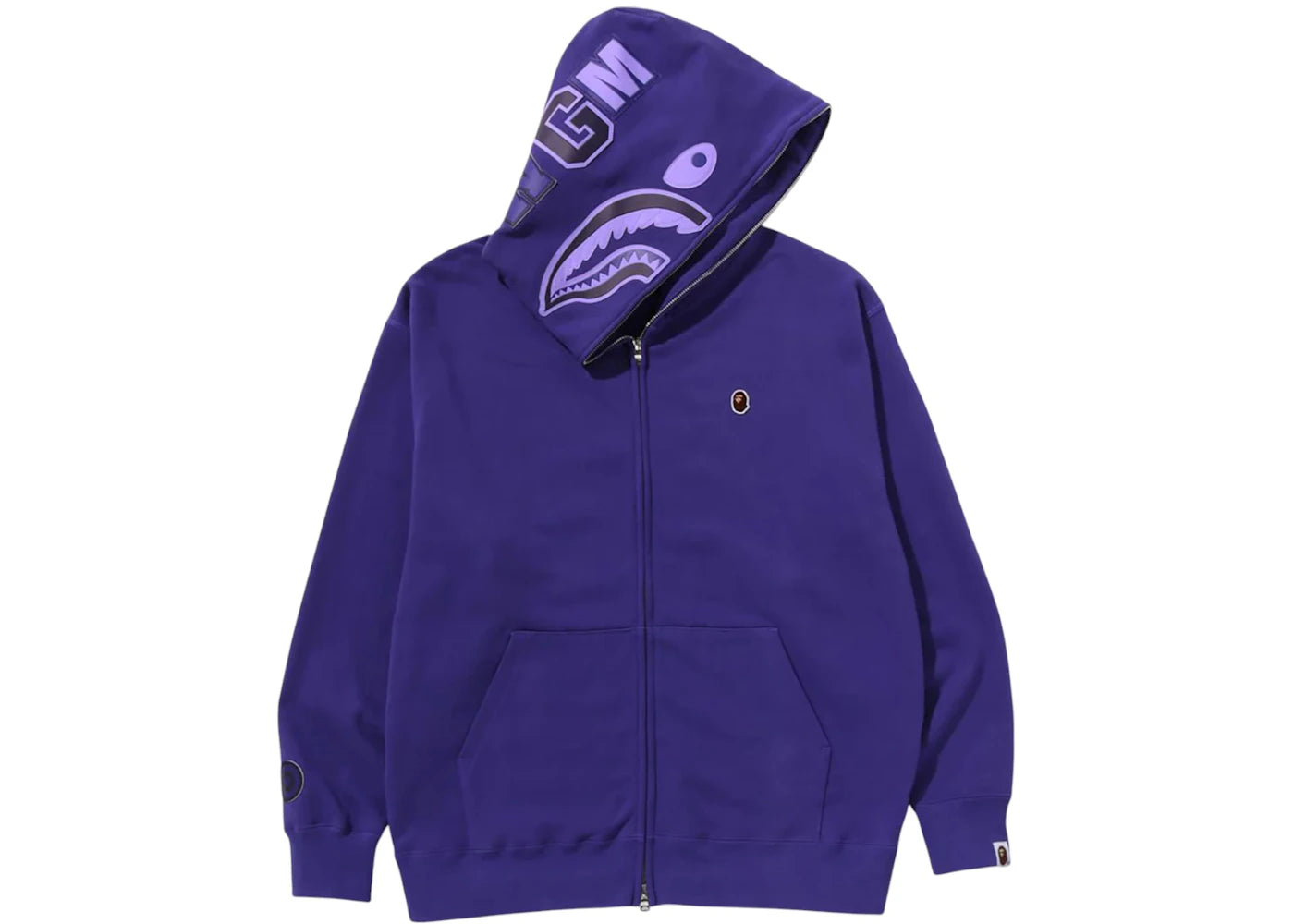 BAPE One Point Ape Head Shark Relaxed Fit Full Zip Hoodie Purple - vue secondaire A