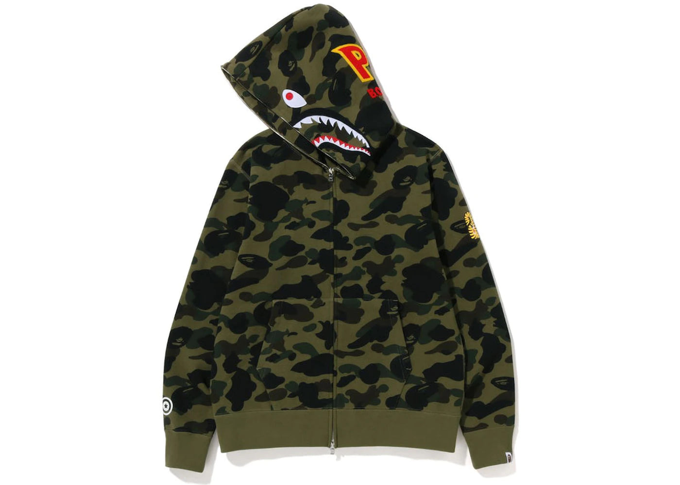BAPE PONR 1st Camo Shark Full Zip Hoodie Green - vue secondaire B